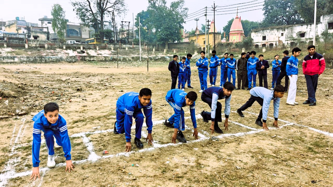 Students participating in sports race